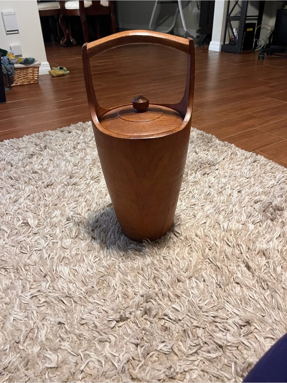 Vintage Mid-Century Modern Genuine Teak Wood Lg Ice Bucket Lid 15” MCM Thailand